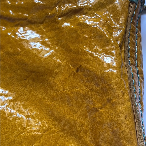 49 Square Miles Vibrant Yellow Leather Shoulder Bag with Glossy Finish - Picture 6 of 13